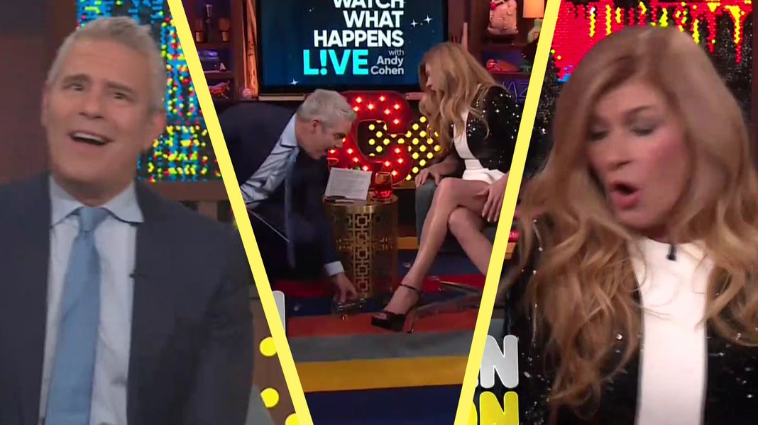 Andy Cohen Spills a Drink on ‘WWHL’ for First Time in 15 Years: See Connie Britton React!